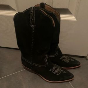 Black Suede Cowboy Boots